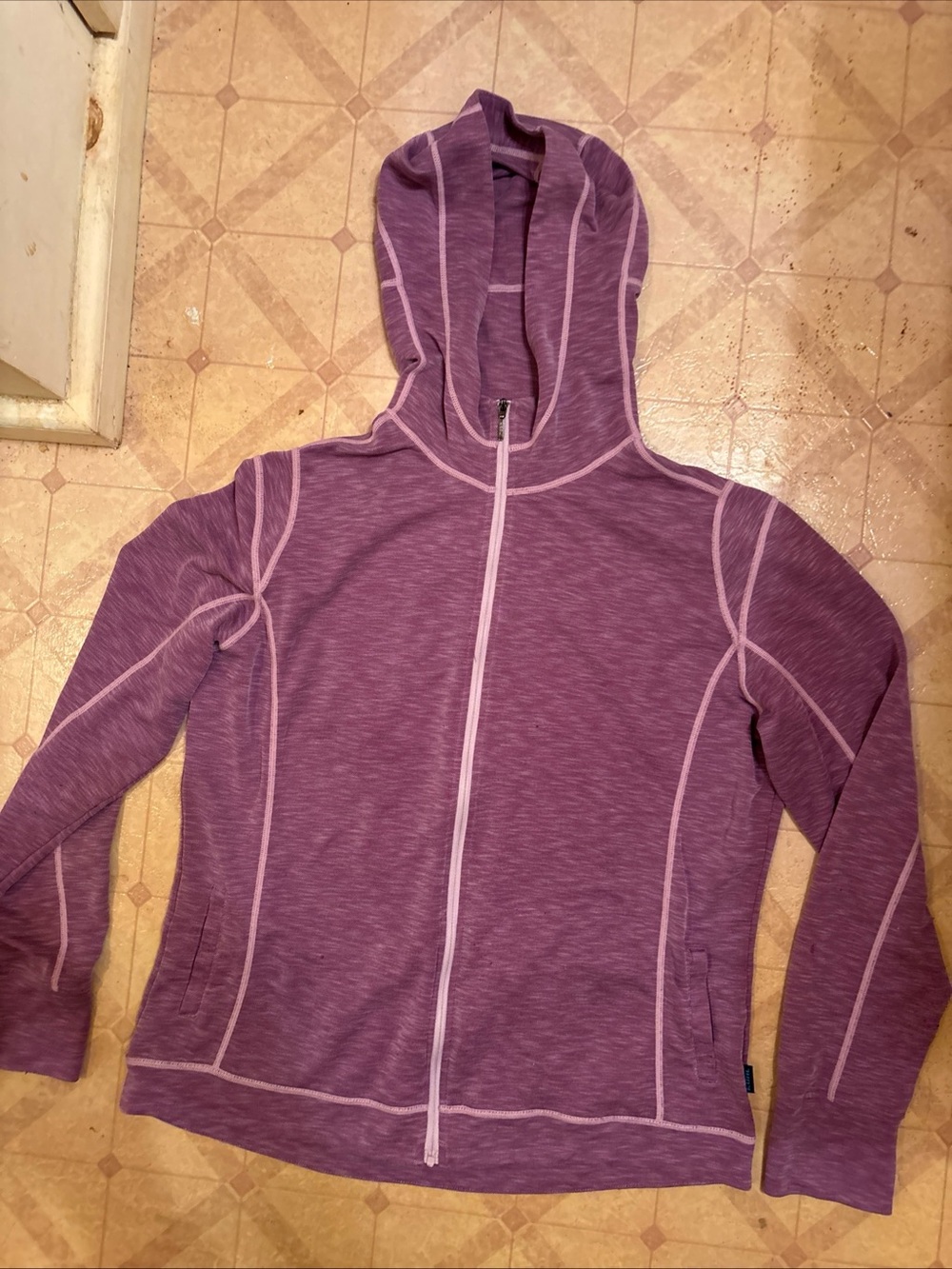Kuhl Purple Hooded Full‑Zip Sweatshirt with Pink Piping